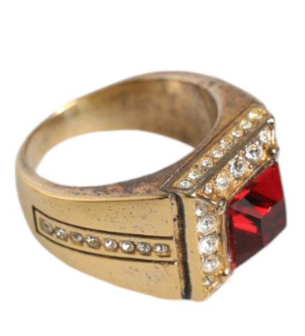 Dolce & Gabbana Gold Plated 925 Silver Red Crystal Ring