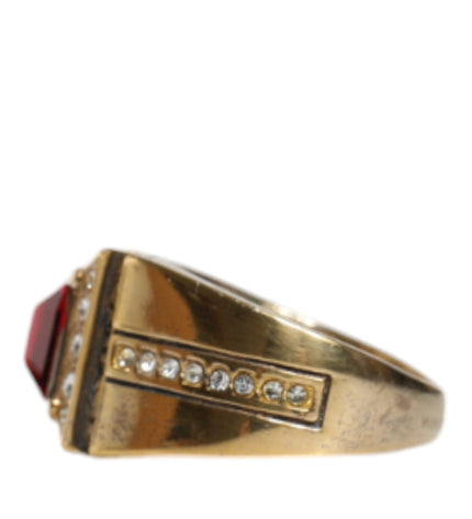 Dolce & Gabbana Gold Plated 925 Silver Red Crystal Ring