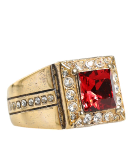 Dolce & Gabbana Gold Plated 925 Silver Red Crystal Ring