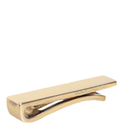 Dolce & Gabbana Gold Tone Brass Logo Branded Men Tie Clip Bar