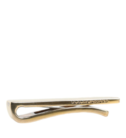 Dolce & Gabbana Gold Tone Brass Logo Branded Men Tie Clip Bar