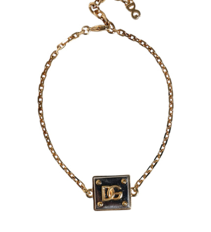 Dolce & Gabbana Gold Brass Chain Logo Sicily Pendant Necklace