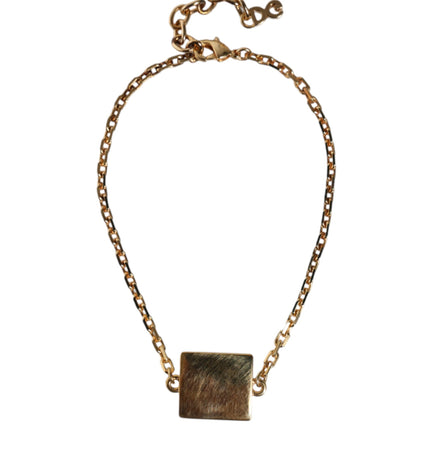 Dolce & Gabbana Gold Brass Chain Logo Sicily Pendant Necklace