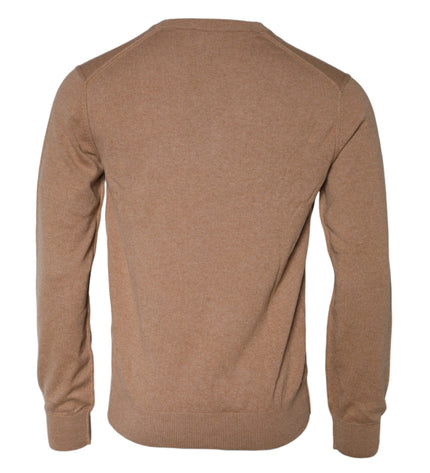 Dolce & Gabbana Brown Cashmere Knit V-neck Pullover Sweater