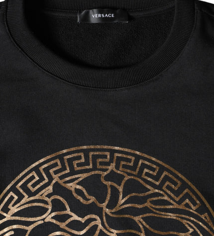 Versace Black Medusa Fleece Cotton Crew Neck Sweatshirt Sweater