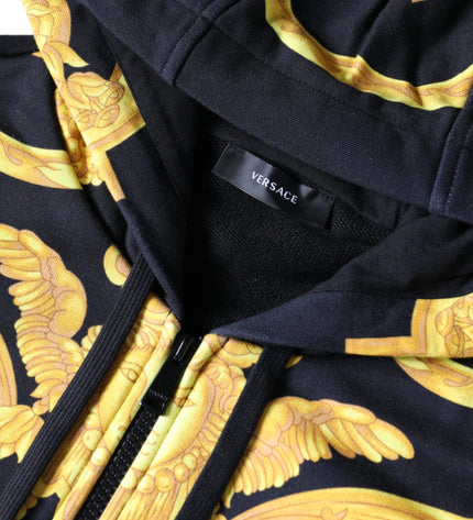 Versace Black Medusa Print Cotton Full Zip HoodieSweatshirt Sweater