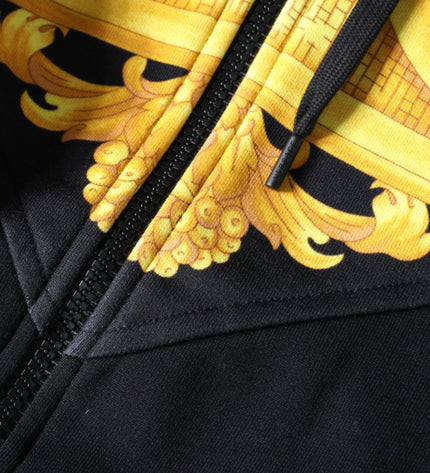 Versace Black Medusa Print Cotton Full Zip HoodieSweatshirt Sweater