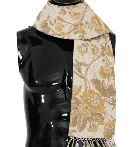 Dolce & Gabbana Elegant Beige Gold Jacquard Stole Scarf