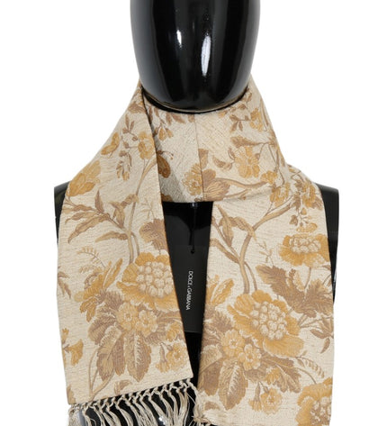 Dolce & Gabbana Elegant Beige Gold Jacquard Stole Scarf