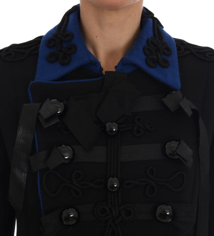 Dolce & Gabbana Chic Black & Blue Short Trench Jacket