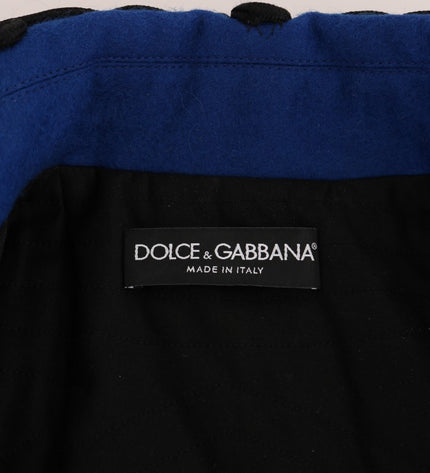 Dolce & Gabbana Chic Black & Blue Short Trench Jacket