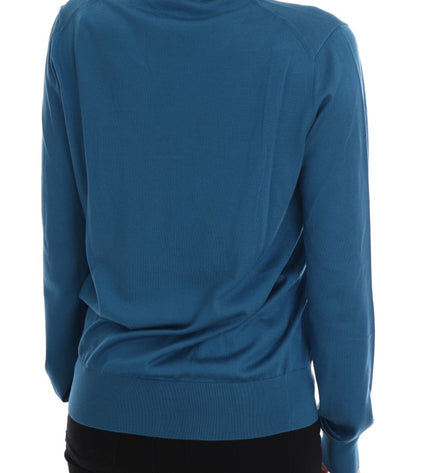 Dolce & Gabbana Blue Silk Sequined Capri Pullover Sweater