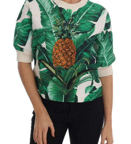 Dolce & Gabbana Tropical Sequined Sweater - Lush Greenery Edition