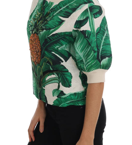 Dolce & Gabbana Tropical Sequined Sweater - Lush Greenery Edition