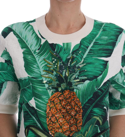 Dolce & Gabbana Tropical Sequined Sweater - Lush Greenery Edition