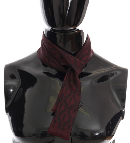 Dolce & Gabbana Silk Bordeaux Crown Chili Print Mens Scarf