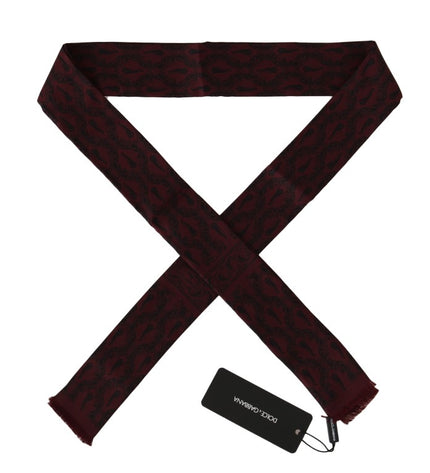 Dolce & Gabbana Silk Bordeaux Crown Chili Print Mens Scarf