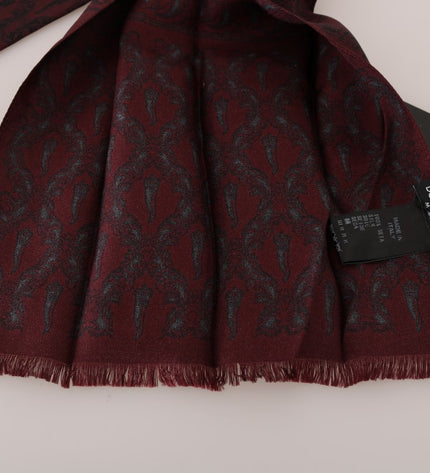 Dolce & Gabbana Silk Bordeaux Crown Chili Print Mens Scarf