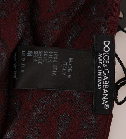 Dolce & Gabbana Silk Bordeaux Crown Chili Print Mens Scarf