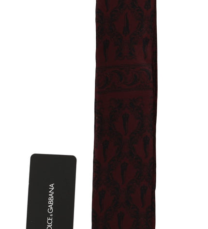 Dolce & Gabbana Silk Bordeaux Crown Chili Print Mens Scarf