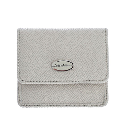 Dolce & Gabbana Sleek White Leather Condom Case Wallet