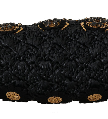 Dolce & Gabbana Black Tassel Gold Baroque Crystal Evening Clutch