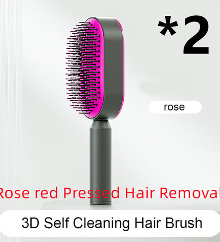 Self Cleaning Hair Brush For Women One-key Cleaning Hair Loss Airbag Massage Scalp Comb Anti-Static Hairbrush