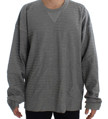 Dolce & Gabbana Elegant Gray Silk Crewneck Pullover Sweater