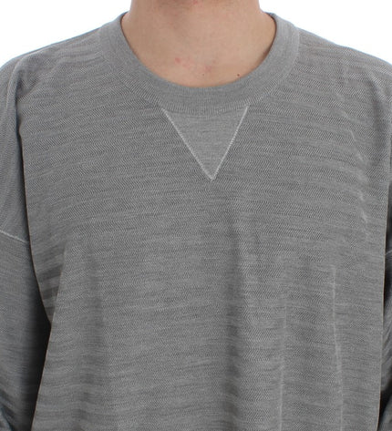 Dolce & Gabbana Elegant Gray Silk Crewneck Pullover Sweater