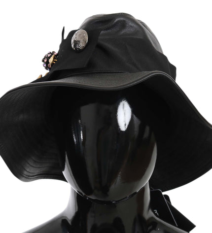 Dolce &amp; Gabbana Elegante berretto cloche in pelle nera