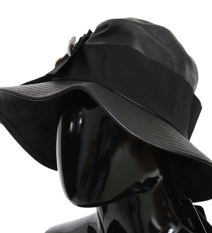 Dolce & Gabbana Elegant Black Leather Cloche Cap