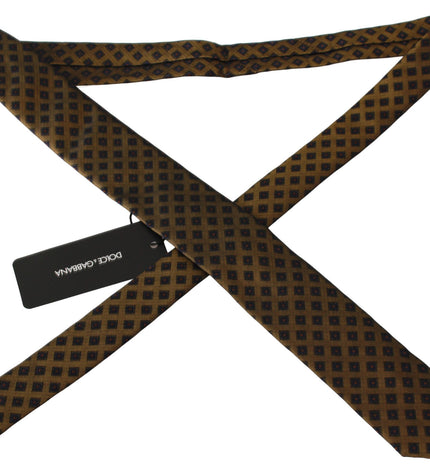 Dolce & Gabbana Elegant Brown Patterned Silk Blend Necktie