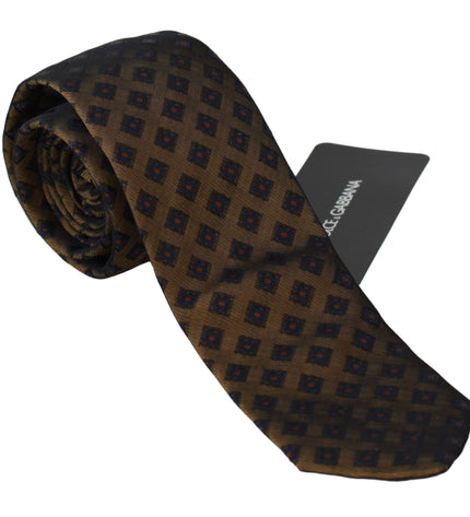 Dolce & Gabbana Elegant Brown Patterned Silk Blend Necktie