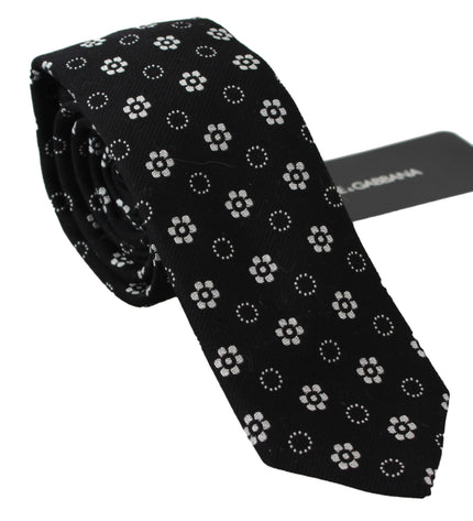 Dolce & Gabbana Elegant Black Floral Silk Necktie