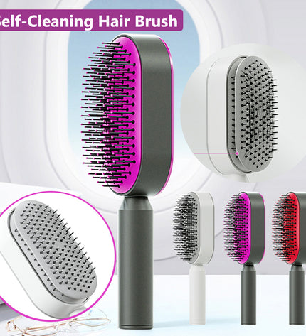 Self Cleaning Hair Brush For Women One-key Cleaning Hair Loss Airbag Massage Scalp Comb Anti-Static Hairbrush